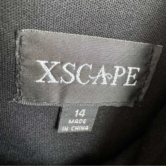 Xscape Floral Embroidered Front Slit Sleeveless Gown Maxi Dress Black + Pink 14 - Picture 9 of 16